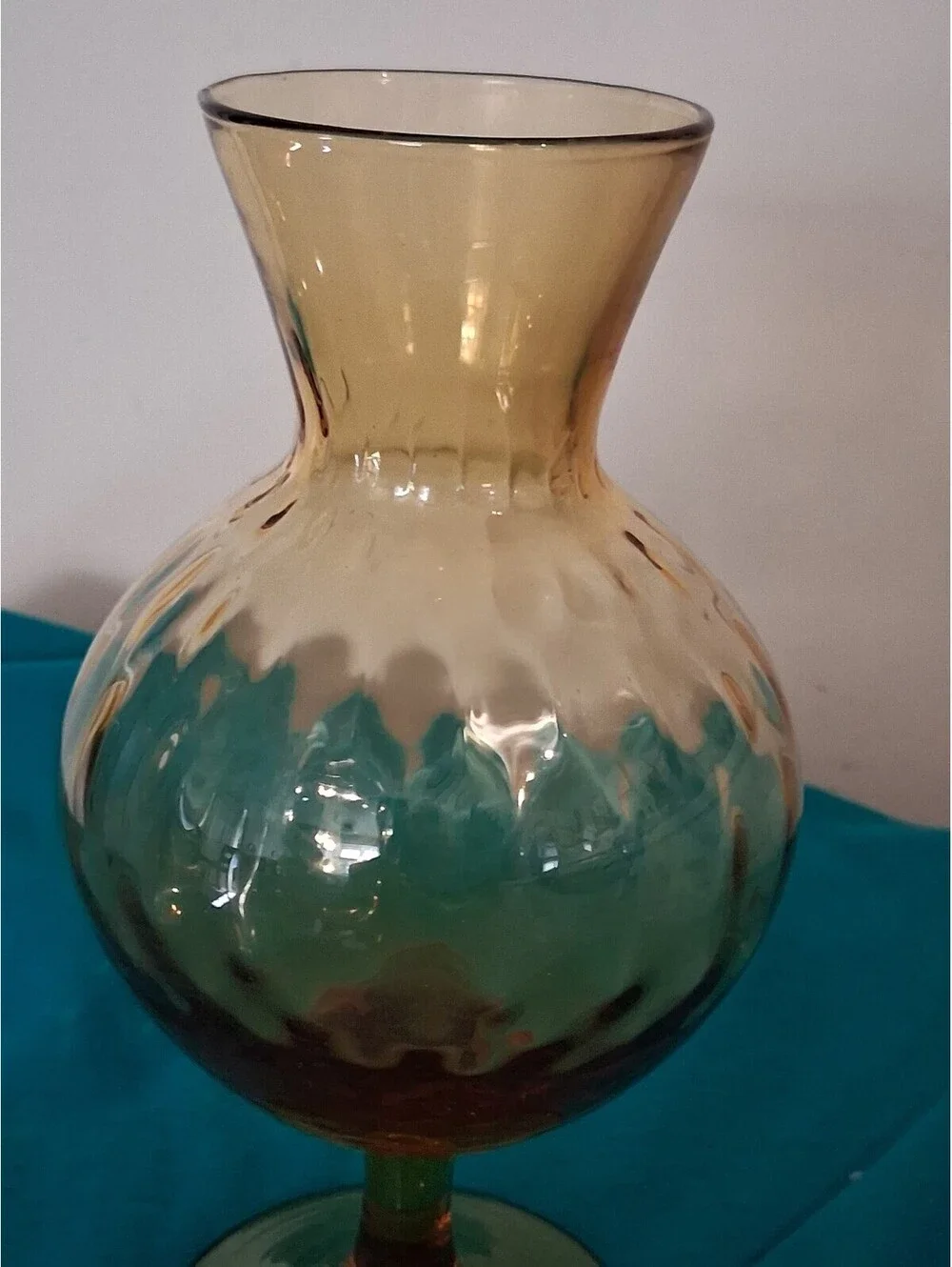 Vintage hand blown glass  empoli Amber and Green Glass Decorative Vase